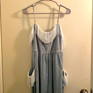 Light blue fringe jumpsuit - Fashion Brand Company